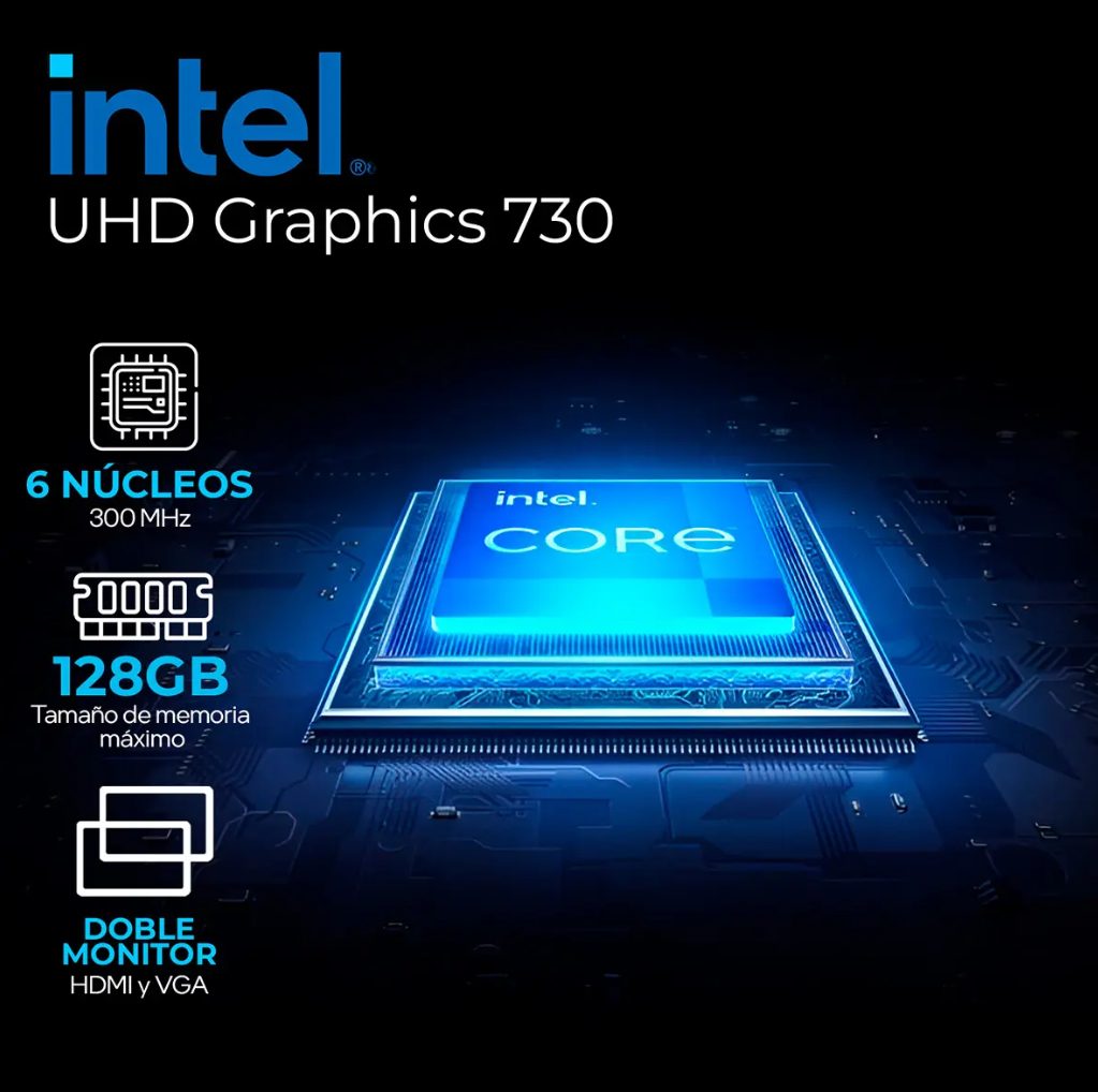 Computadora Escritorio Completa Gaming Intel Core i5 12v 16GB SSD 500GB Monitor 23.8 75Hz WIFI Black rendimiento