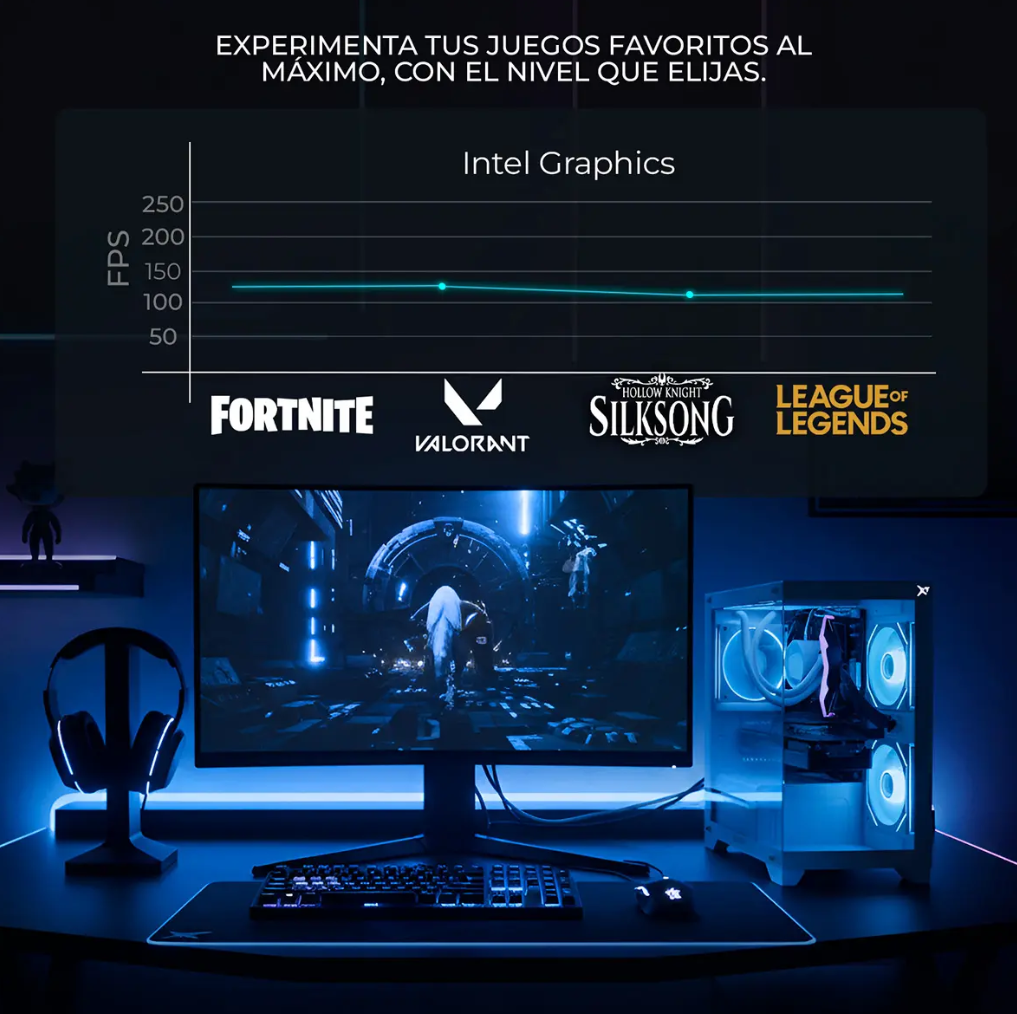 Computadora Escritorio Completa Gaming Intel Core i5 12v 16GB SSD 500GB Monitor 23.8 75Hz WIFI Black rendimiento